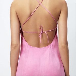Zara light pink lace back mini dress